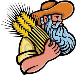 小麦谷物种植者 配有大胡子马斯科特图片