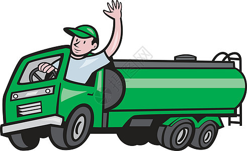 6辆轮式卡车司机货运货车石油送货艺术品车辆运输卡通片油罐车工业背景图片