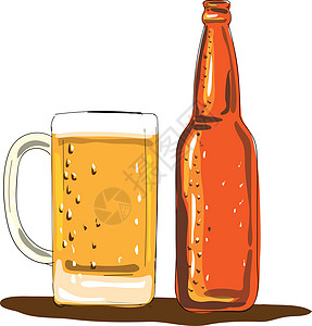 手工艺啤酒瓶和泥水彩色啤酒水彩瓶子饮料酒精玻璃图片