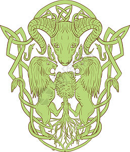大角羊狮子树纹章凯尔特诺编织视觉艺术品狮子支持者绳索艺术设计孤岛外套图片