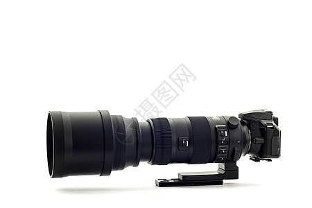 现代DSLR 相机 有超远光波的超级白用镜头缩放图片