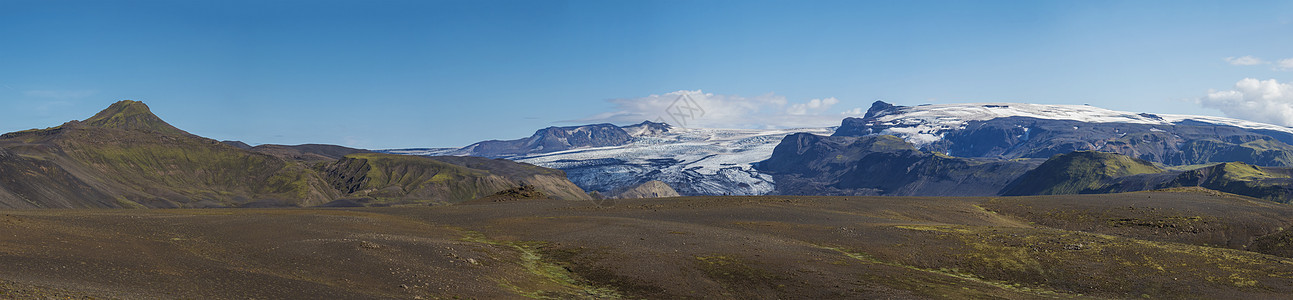 冰岛Fjellabak自然保留地 费利亚巴克自然保护区 夏季蓝天 见http www un org踪迹旅行冰盖全景远足天空旅游冰图片