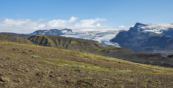 冰岛Fjellabak自然保留地 费利亚巴克自然保护区 夏季蓝天 见http www un org苔藓冒险冰盖蓝色舌头高地旅行旅图片