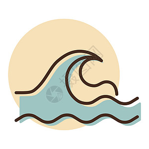 海浪矢量图标 自然标志冲浪标识曲线蓝色插图海洋漩涡海滩创造力游泳图片