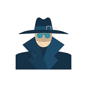 匿名矢量 Ico化身男人眼镜标识监视阴影间谍男性商业侦探图片