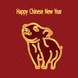 2019中国新年贺词 金小猪图案 插图背景图片