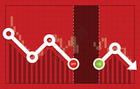 断路器功能概念 停止交易以防止证券交易所市场崩盘 商业图表和图表股票价格下跌至断路器断断续续 平面矢量图图片