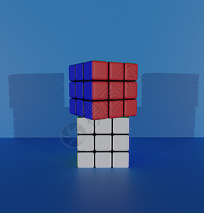 rubik 的立方体 3d 渲染 抽象插图 拼图立方体正方形魔方娱乐商业智力逻辑头脑红字闲暇游戏图片