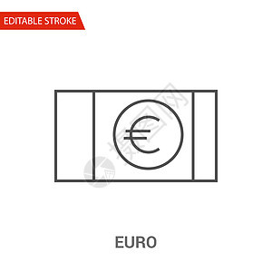 欧元图标 薄线矢量说明金融货币现金插图背景图片