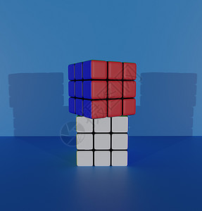 rubik 的立方体 3d 渲染 抽象插图 拼图立方体数学头脑难题魔方智力玩具教育娱乐商业红字图片