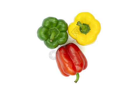 白色背景上孤立的彩色胡椒橙子食物蔬菜饮食烹饪黄色辣椒红色绿色图片