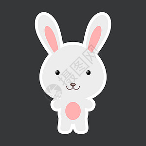 可爱有趣的婴儿兔贴标签 伍德兰可爱的动物性格图片