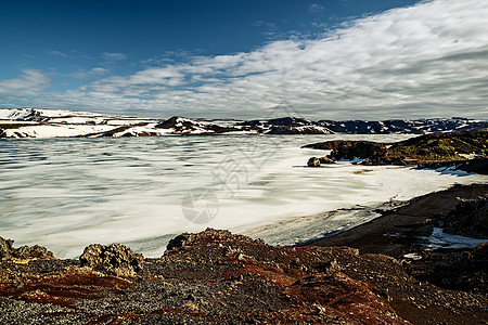 寒冬的克莱法瓦顿湖 阳光明媚的冰岛水平吸引力旅游天空晴天岩石半岛图片