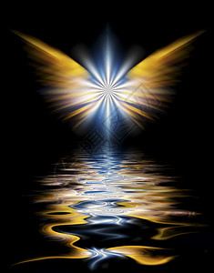 闪亮的天使翅膀宗教插图羽毛星星辉光反射自由想像力天堂航班图片