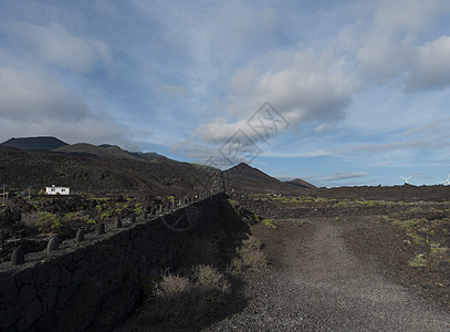 洛斯卡那利奥斯附近的火山风景与熔岩岩壁 加那利群岛的La Palma 蓝天空白云图片