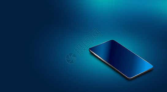 一种现代智能手机 带有玻璃屏幕 位于表面 阴影 光亮 插图图片