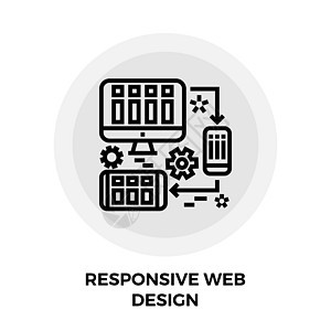 响应式 Web 设计线 Ico反应网络电子桌面监视器网站屏幕电话界面商业图片