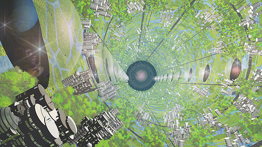 单立圆柱体殖民者科学高科技世界隧道勘探娱乐工程星星旅行图片