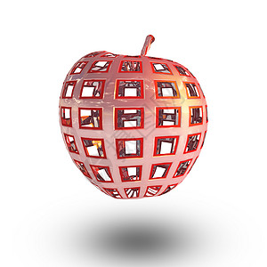 苹果水晶渲染食物反射插图玻璃纪念品艺术水果框架图片