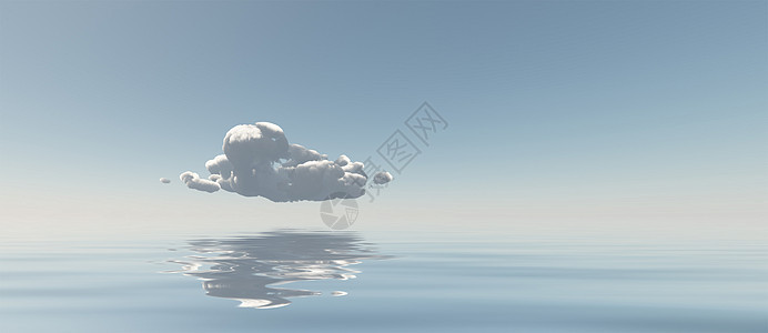 云想像力全景镜子天空插图海洋天气蓝色地平线反射图片