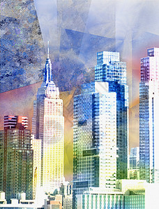 纽约摩天大楼城市商业天际创造力戏剧性天线插图景观建筑图片