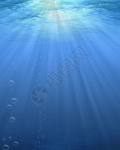 水下波纹阳光气泡海浪蓝色热带太阳天空场景光束图片