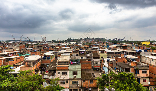 巴西贫民窟贫民区自建房屋全景 Rio De J图片