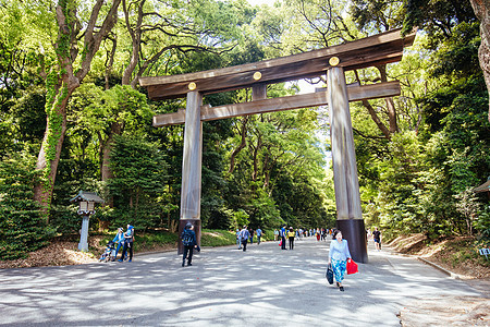 日本东京Mejijinggu神社景观寺庙旅游城市建筑木头佛教徒神社神道历史图片