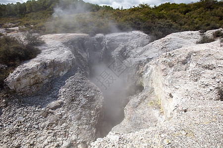 WaiOTapu 新西兰地质奇幻之地游客火山脆皮旅行岩石喷泉蓝色夫人地震天空图片