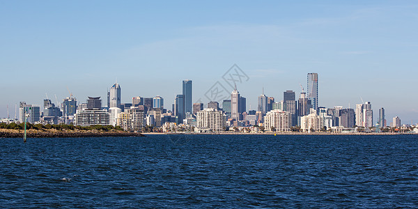 澳大利亚近日落附近的墨尔本天线海滩城市起重机建筑景观旅游住宅场景摩天大楼海洋图片