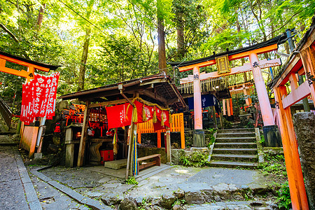 京都日本神社寺庙佛教徒木头橙子旅行旅游小路走廊文化通道图片