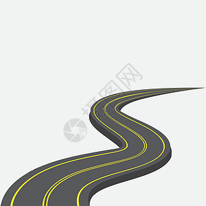 3d 插图 在有黄色标志的公路上 黄标记逐渐缩小到距离图片