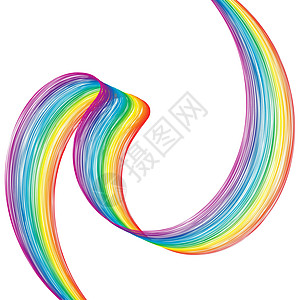 白背景上的抽象 彩色 曲线带 Logo 彩虹的所有颜色 插图图片