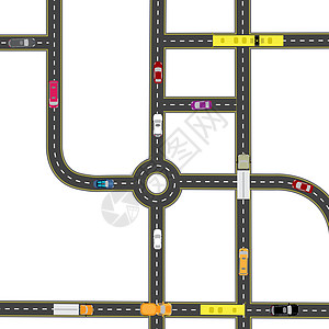 抽象的交通枢纽 各种道路的交汇处 环形交叉路循环 运输 插图图片