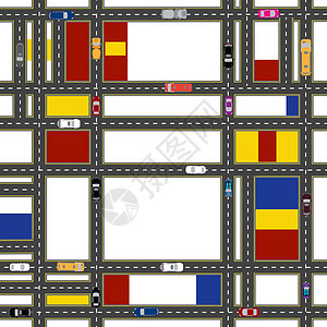 抽象程式化的城市社区 车辆在城市街道上的运动 插图图片