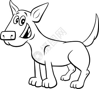 卡通狗或小狗着色书页彩书绘画宠物插图耳朵卡通片微笑鼻子漫画快乐图片