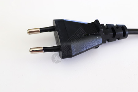 白巴上孤立的黑色和白色欧洲电气插头硬件管家活力绳索插座界面塑料力量电缆连接器图片