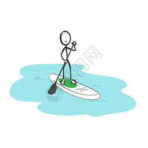 Sup 站立桨板 矢量简单的冲浪运动 火柴人没有脸剪贴画卡通 手绘 涂鸦素描 图解图片
