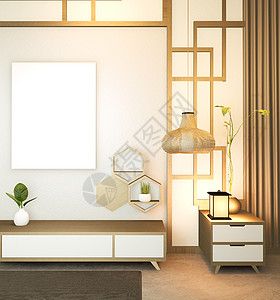 现代空房 最小设计日本式 3D休息室小样屏幕场景房间公寓地面内阁风格建筑学图片