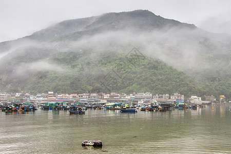 香港 Lamma岛山脉村庄房子海岸图片