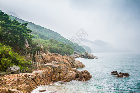 香港 Lamma岛海岸波浪岩石山脉图片