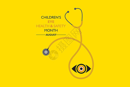 8月的  儿童眼健康与安全月  活动国家疾病孩子关心海报测试学校全世界眼睛世界背景图片