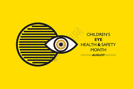 8月的  儿童眼健康与安全月  活动测试视网膜海报预防孩子横幅关心学校孩子们插图图片