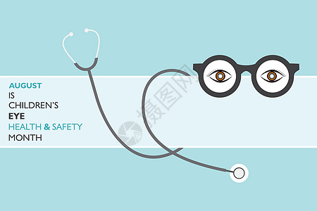 8月的  儿童眼健康与安全月  活动孩子世界预防关心国家海报疾病插图视网膜测试图片