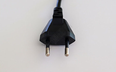 白巴上孤立的黑色和白色欧洲电气插头活力绳索电缆标签适配器插图插座塑料界面力量图片