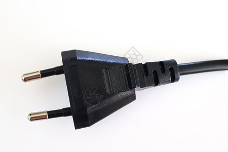 白巴上孤立的黑色和白色欧洲电气插头界面连接器塑料宏观电缆插图适配器管家插座标签图片