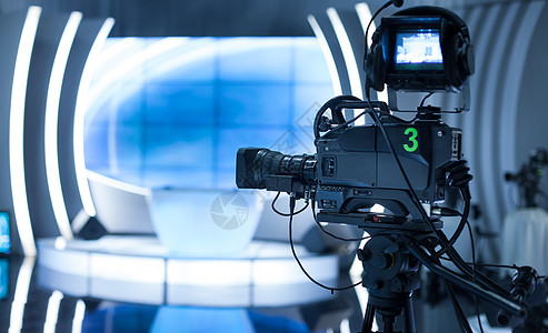 录像摄影机     电视演播室录制节目照明新闻相机广播信息媒体舞台布景设备图片