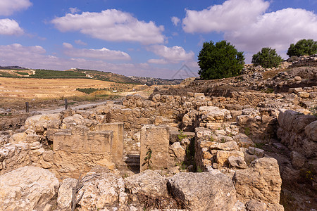 在Samaria定居点考古公园挖掘的土石旅行考古学发掘历史圣经天空旅游假期废墟图片