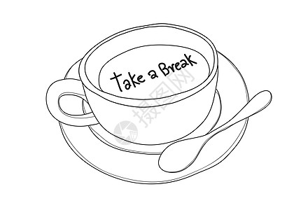 咖啡杯用手画断节的手工抽动矢量 可爱的线条图片