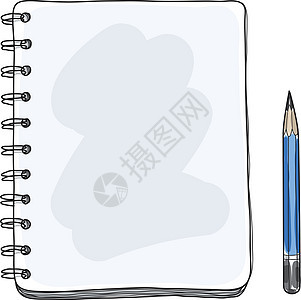 小型草图手册和空白纸纸手画矢量办公室笔记学校教育文档商业弯曲记事本软垫笔记纸图片